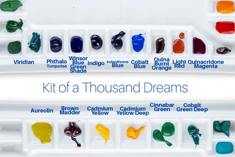 Two porcelain studio watercolor palettes filled with watercolor pigments