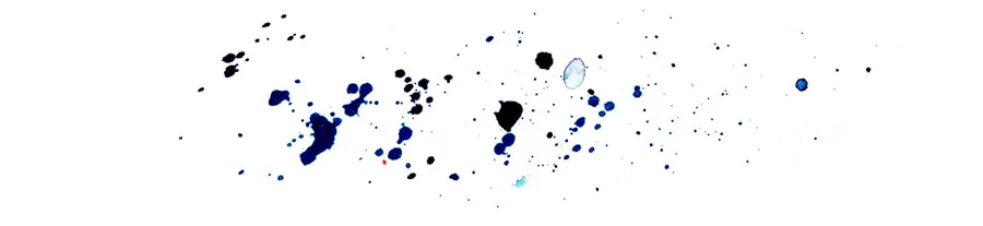 Watercolor splatter abstraction of a Sugaree jam, deep navy blue blots on white.