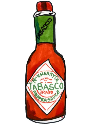 Sketch by Erik Gauger of Tabasco Red Pepper Hot Sauce