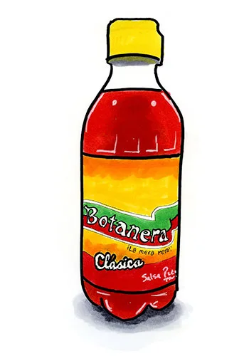 Sketch by Erik Gauger of La Botanera Classica Hot Sauce