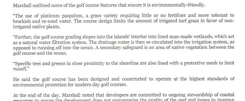 Quote from Livinston Marsh, Bakers Bay Senior Vice President