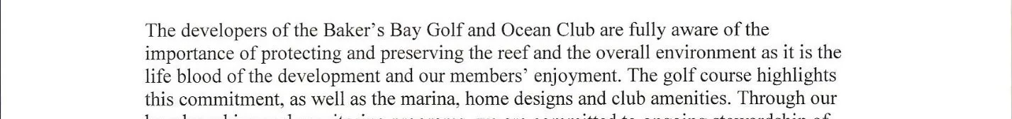 Press Release from Bakers Bay includes greenwashing