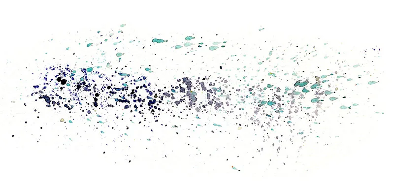 Watercolor splatter abstraction of a Weather Report Suite jam, navy and slate-gray drops scattered with pale turquoise.