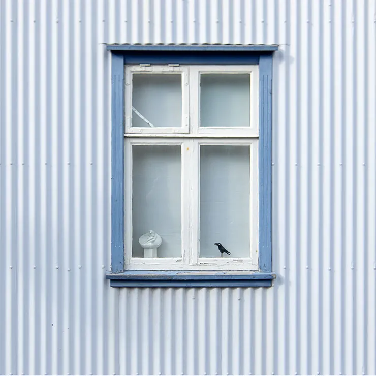 White Window with Raven Figurine, Reykjavík, Iceland