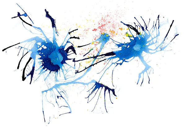 Ink spatter painting of Phish's You Enjoy Myself, Holmdel, July 15, 1999