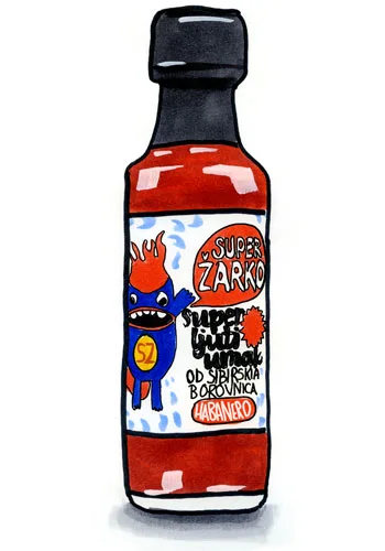Sketch by Erik Gauger of Super Žarko Super Ljuti Umak Chili Sauce